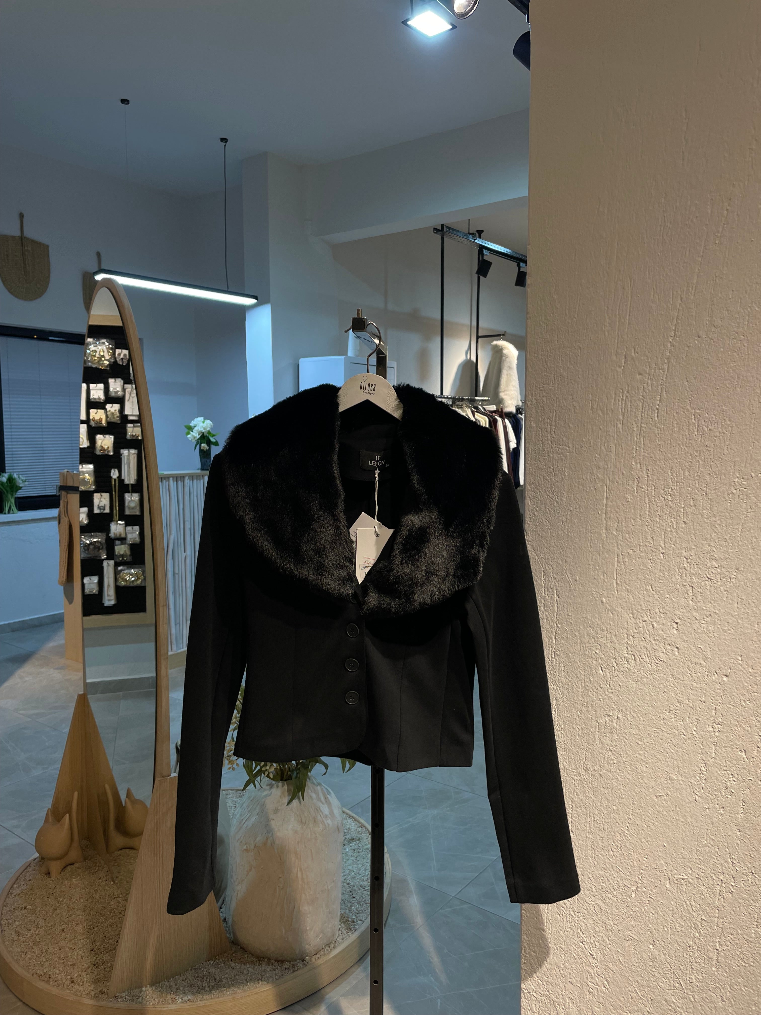 Şık Yakası Kürklü Düğmeli Takım