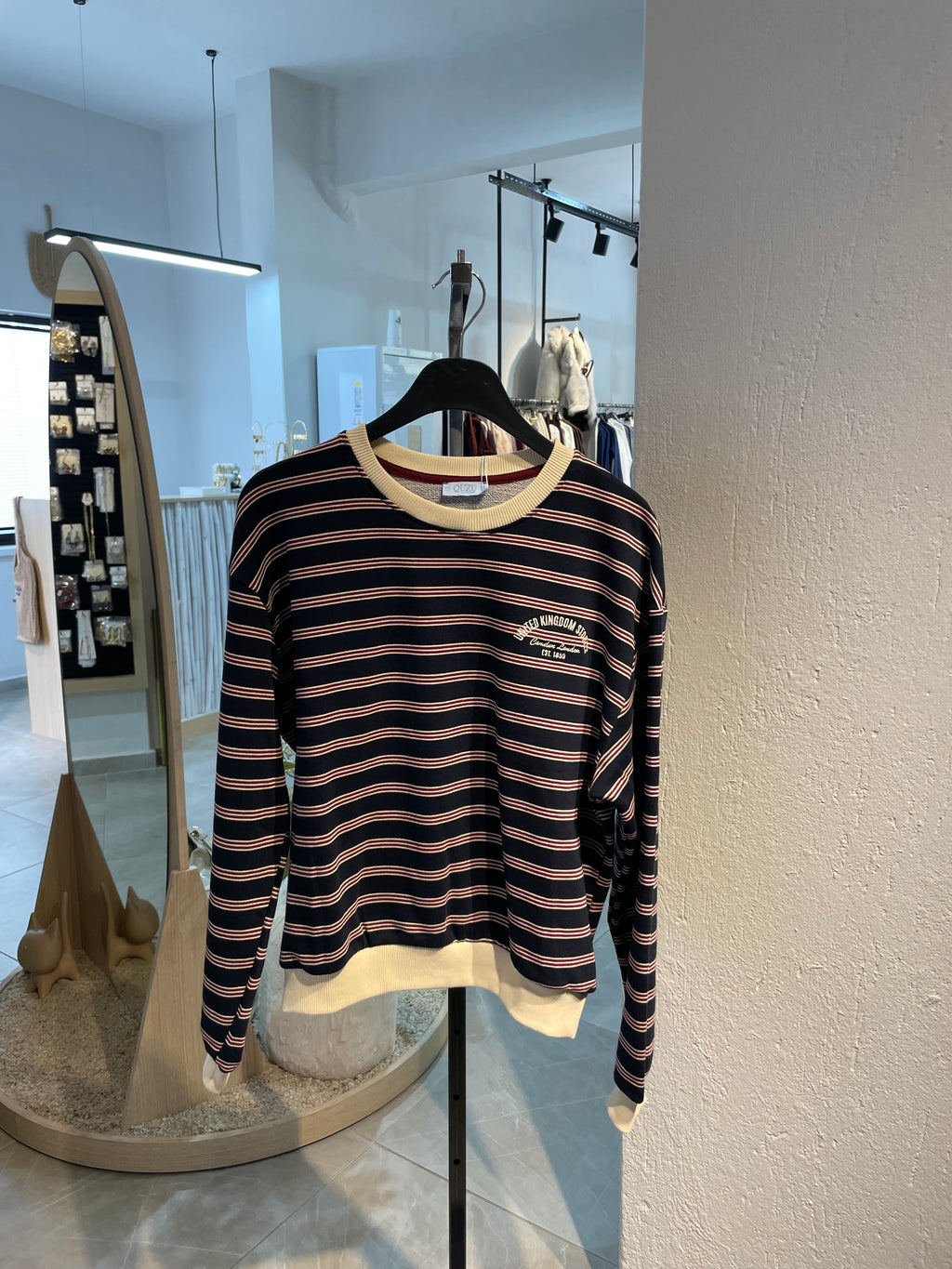 Lacivert Çizgili Sweat Kazak