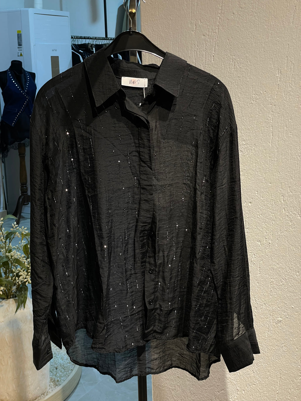 Taşlı SiyahGömlek-Şort Takım