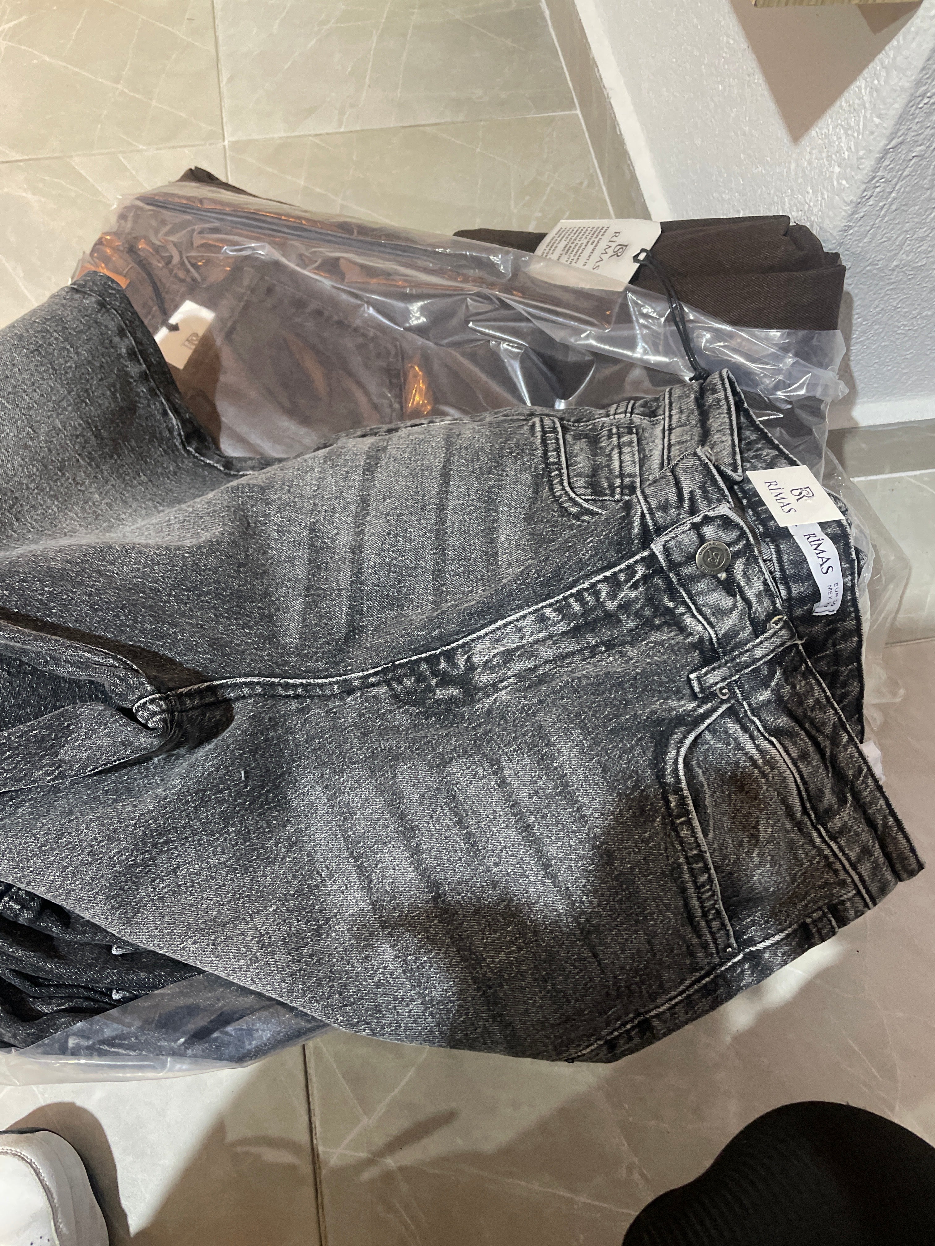 Gri Eskitmeli Wide Leg Jean