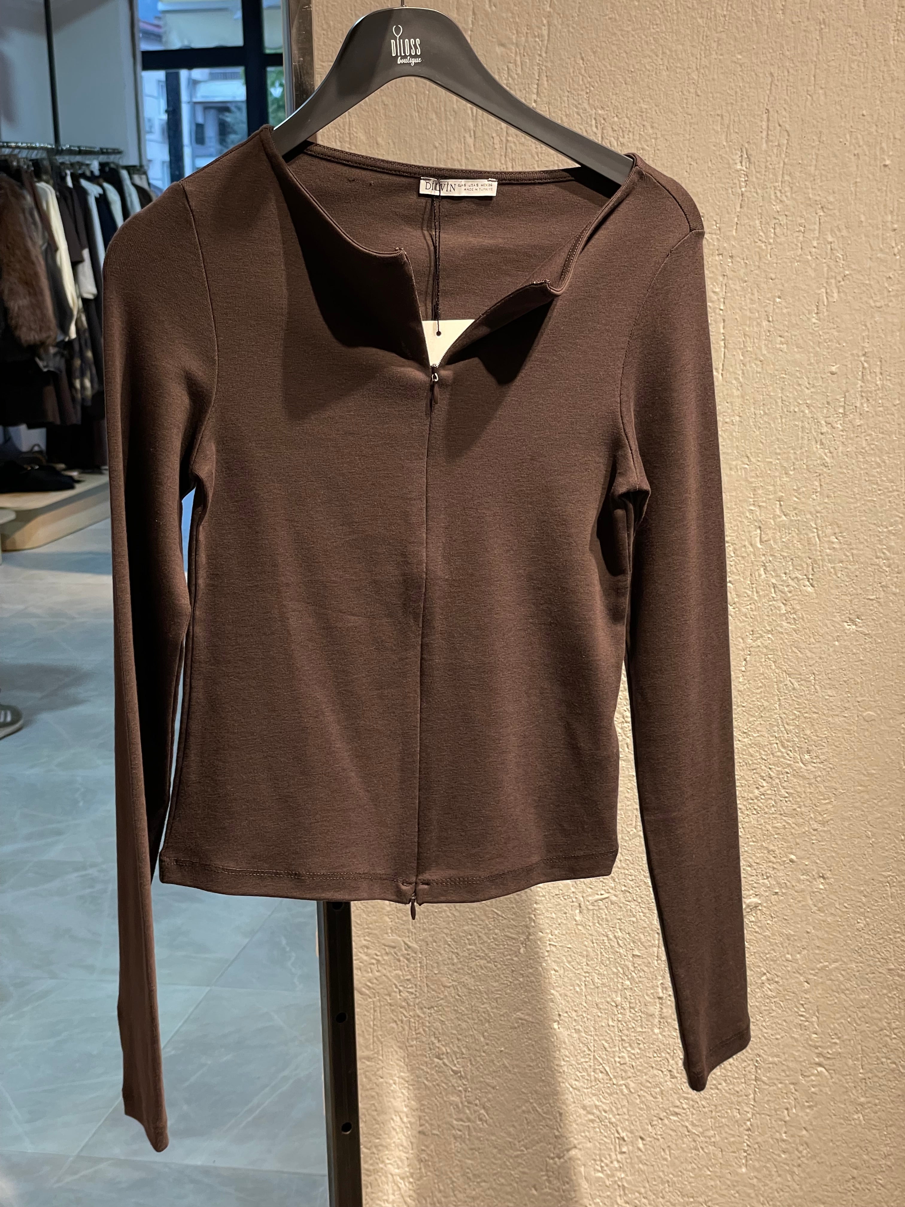 Dilvin Fermuar Detaylı Uzun Kollu Üst