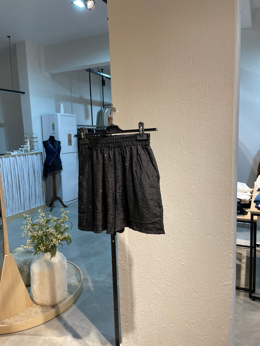 Taşlı SiyahGömlek-Şort Takım