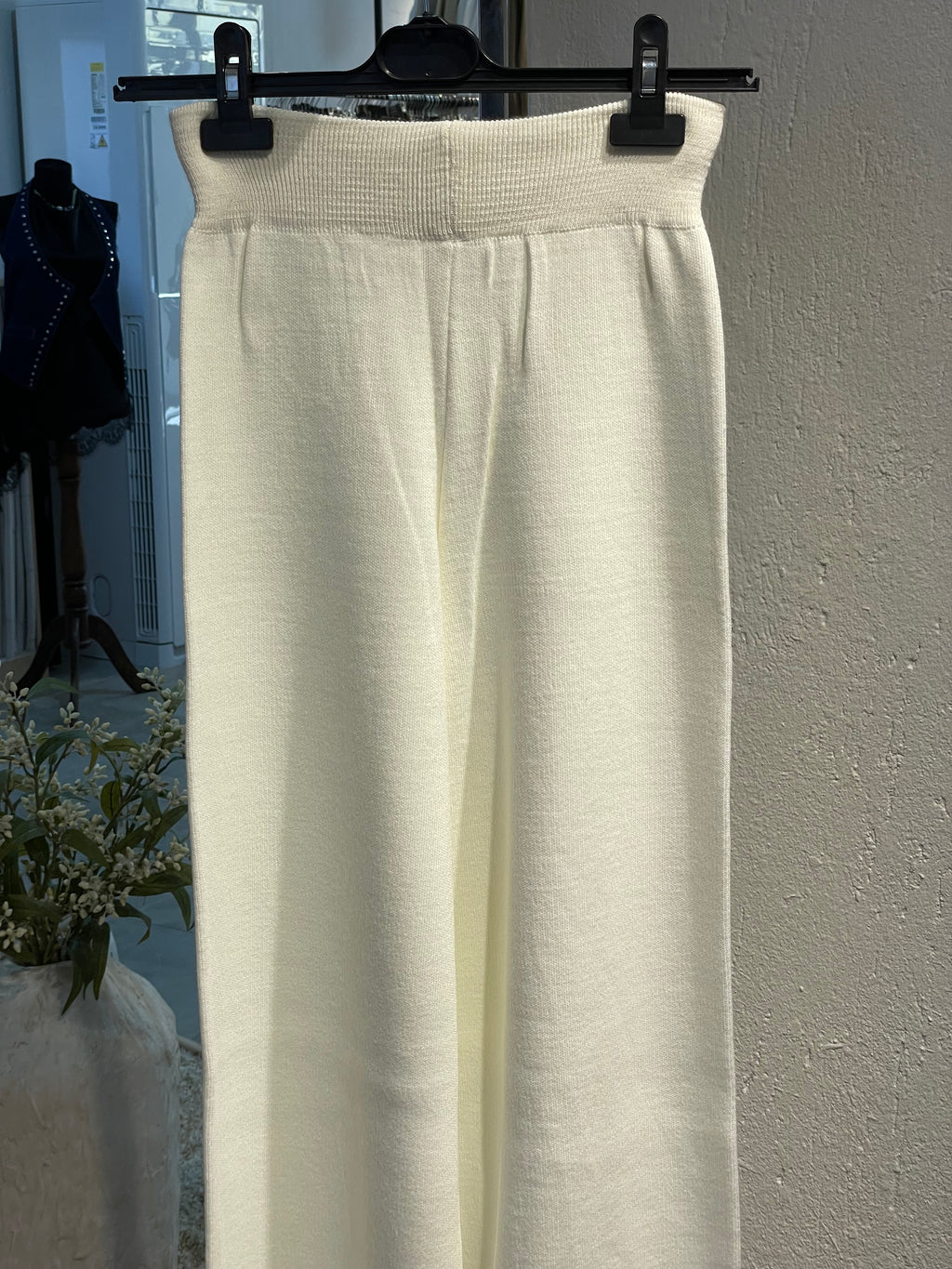 Krem Örme Kumaş Bol Kesim Alt