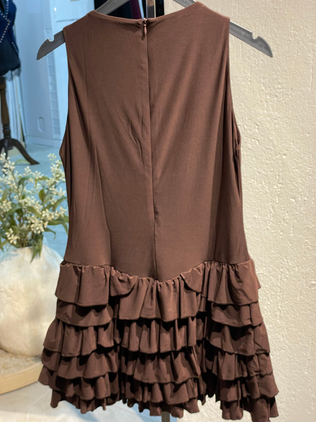 Kahverengi Fırfırlı Elbise