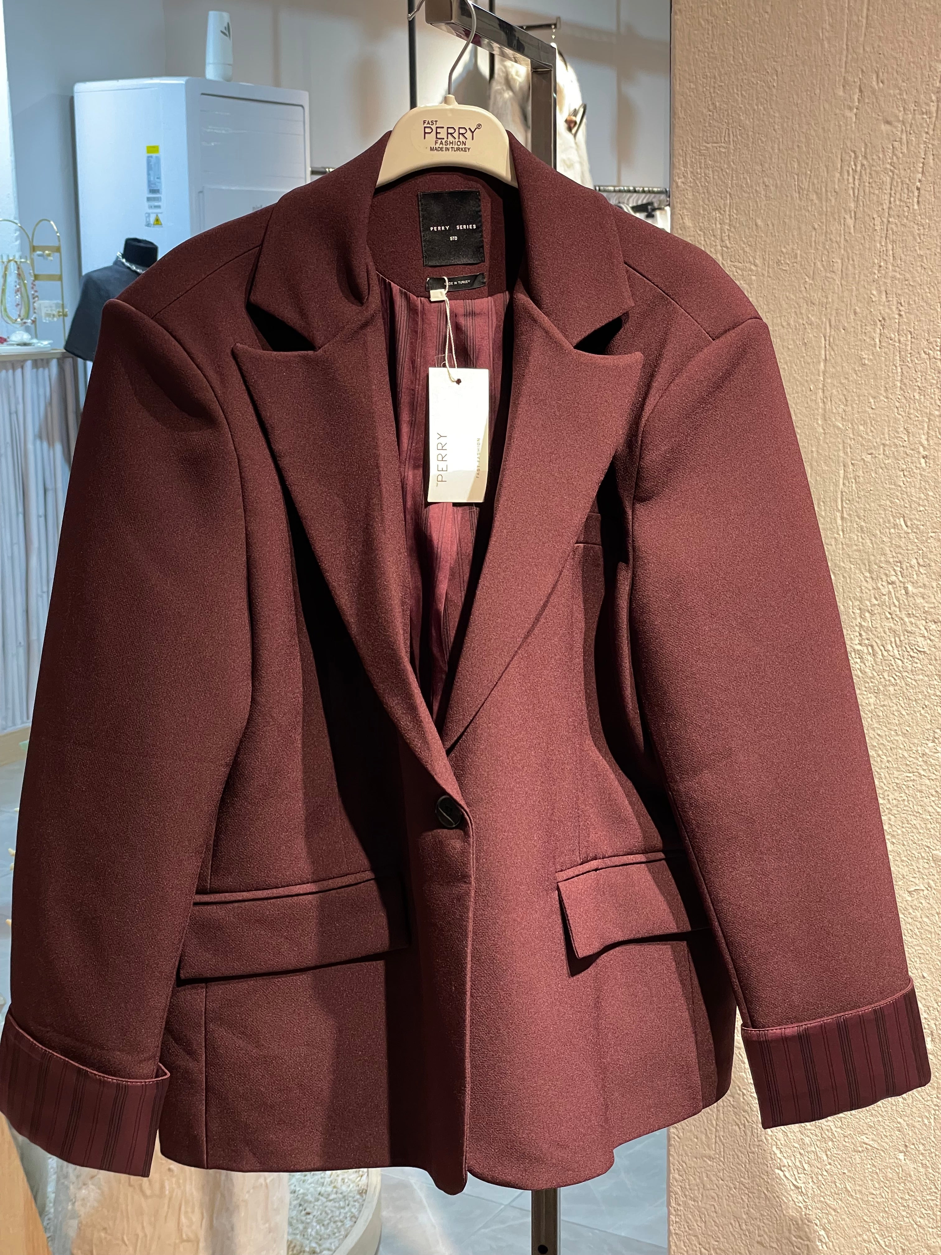 Bordo Blazer Ceket