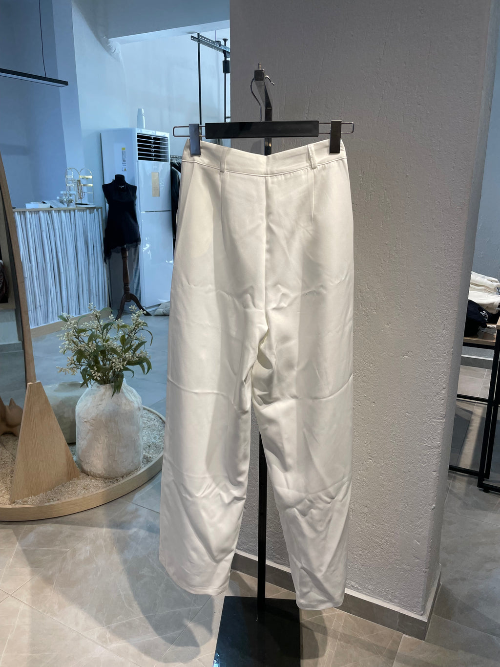 Beyaz ipek krep Pantolon