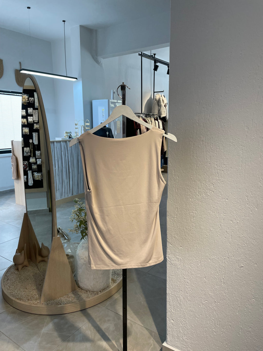 Dlvn Taş Rengi Kalın Askılı Poliamid Atlet