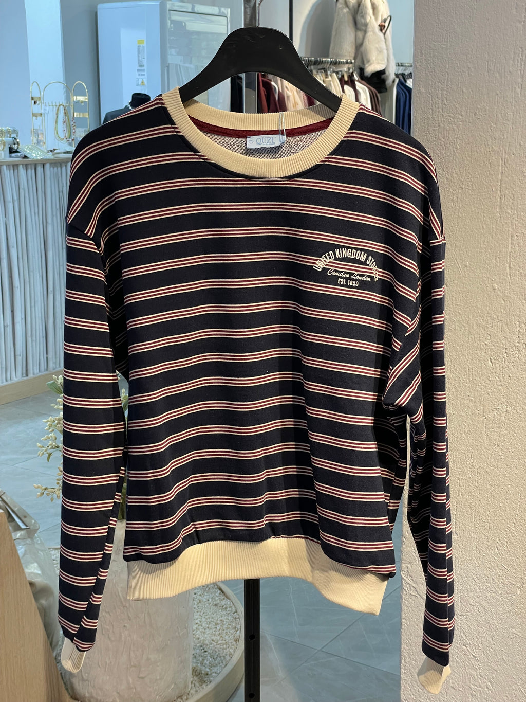 Lacivert Çizgili Sweat Kazak