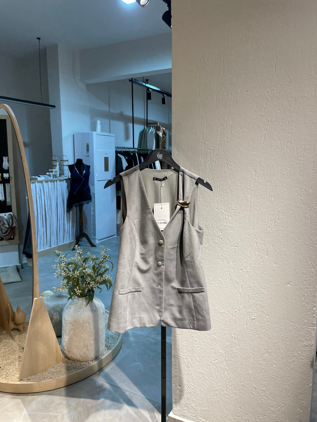 Kadife Gri Alt-Üst Yelekli Takım