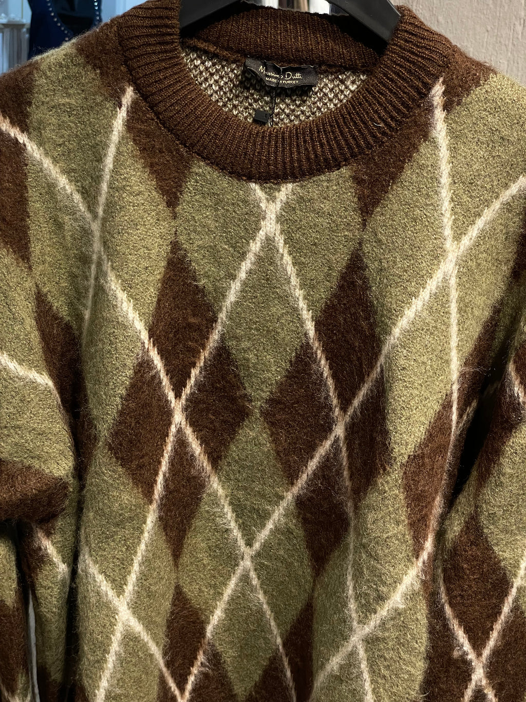 Kahverengi Baklava Desen Yumuş Kazak