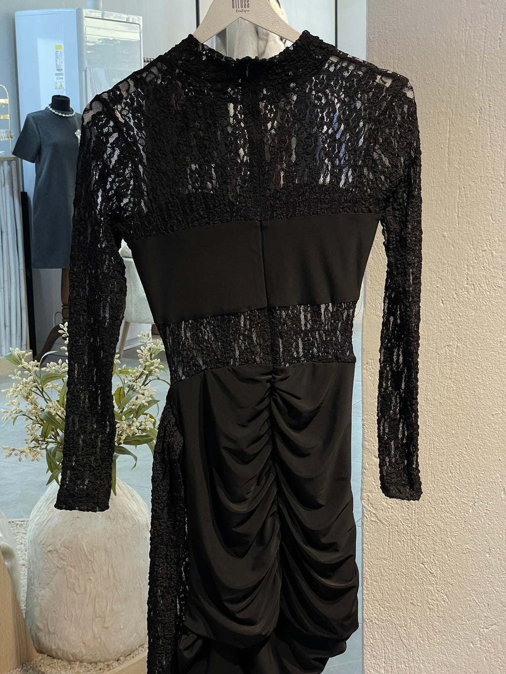 Dantel Drapeli Elbise