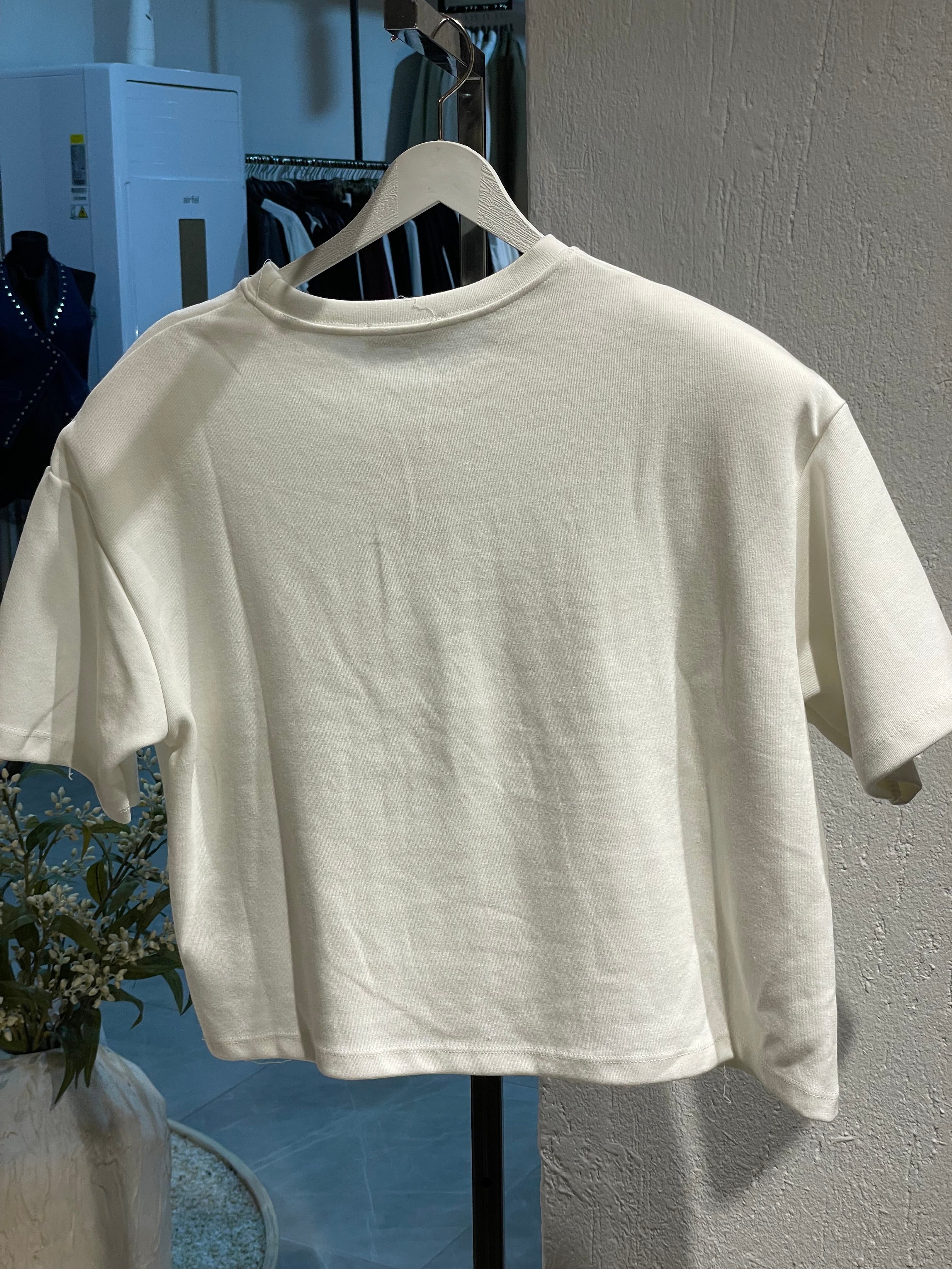 Krem Basic Crop Üst