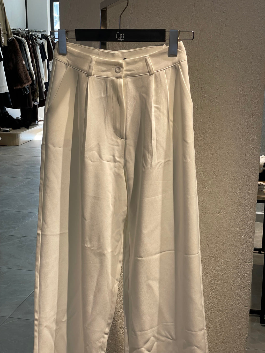 Beyaz ipek krep Pantolon