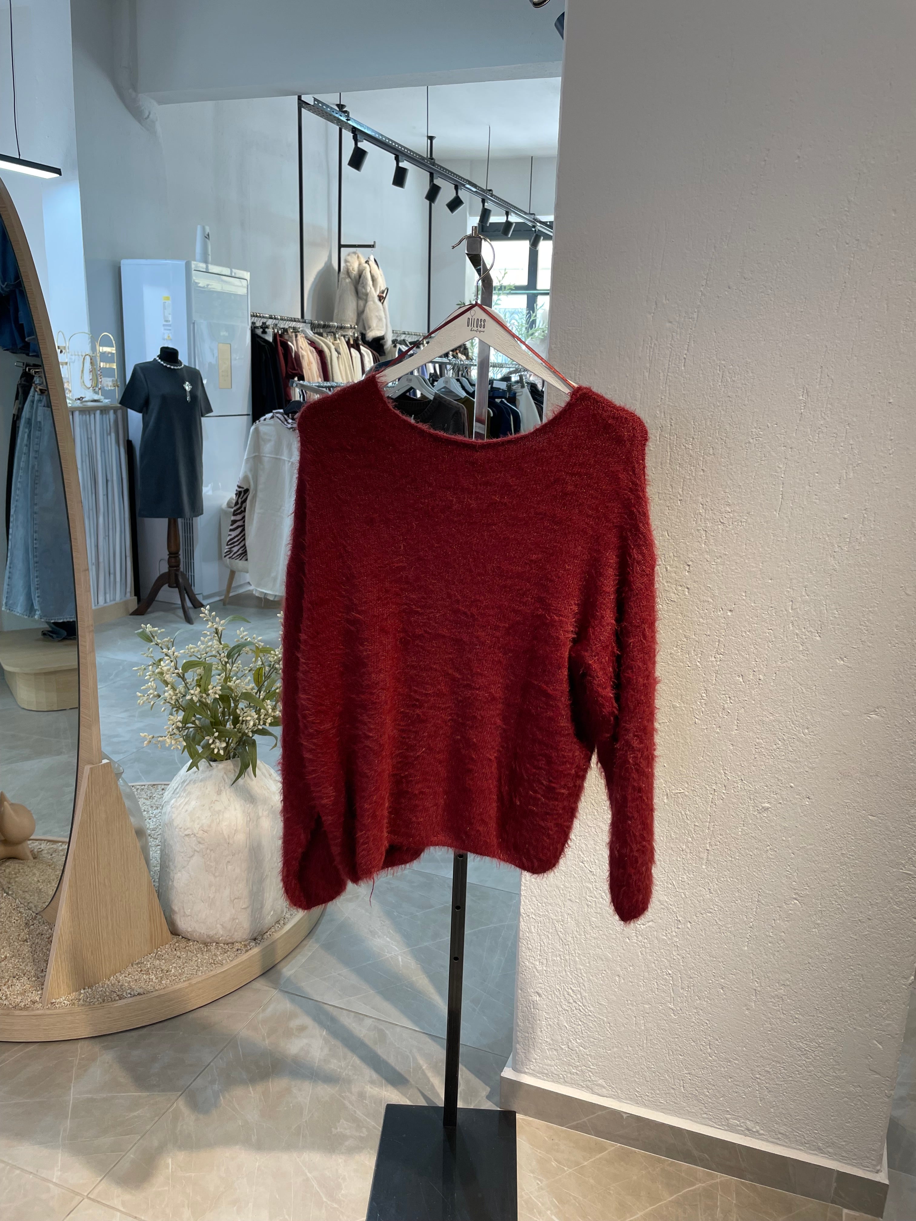 Dlvn Kayık Yaka Yumuşak Dokulu Triko Kazak