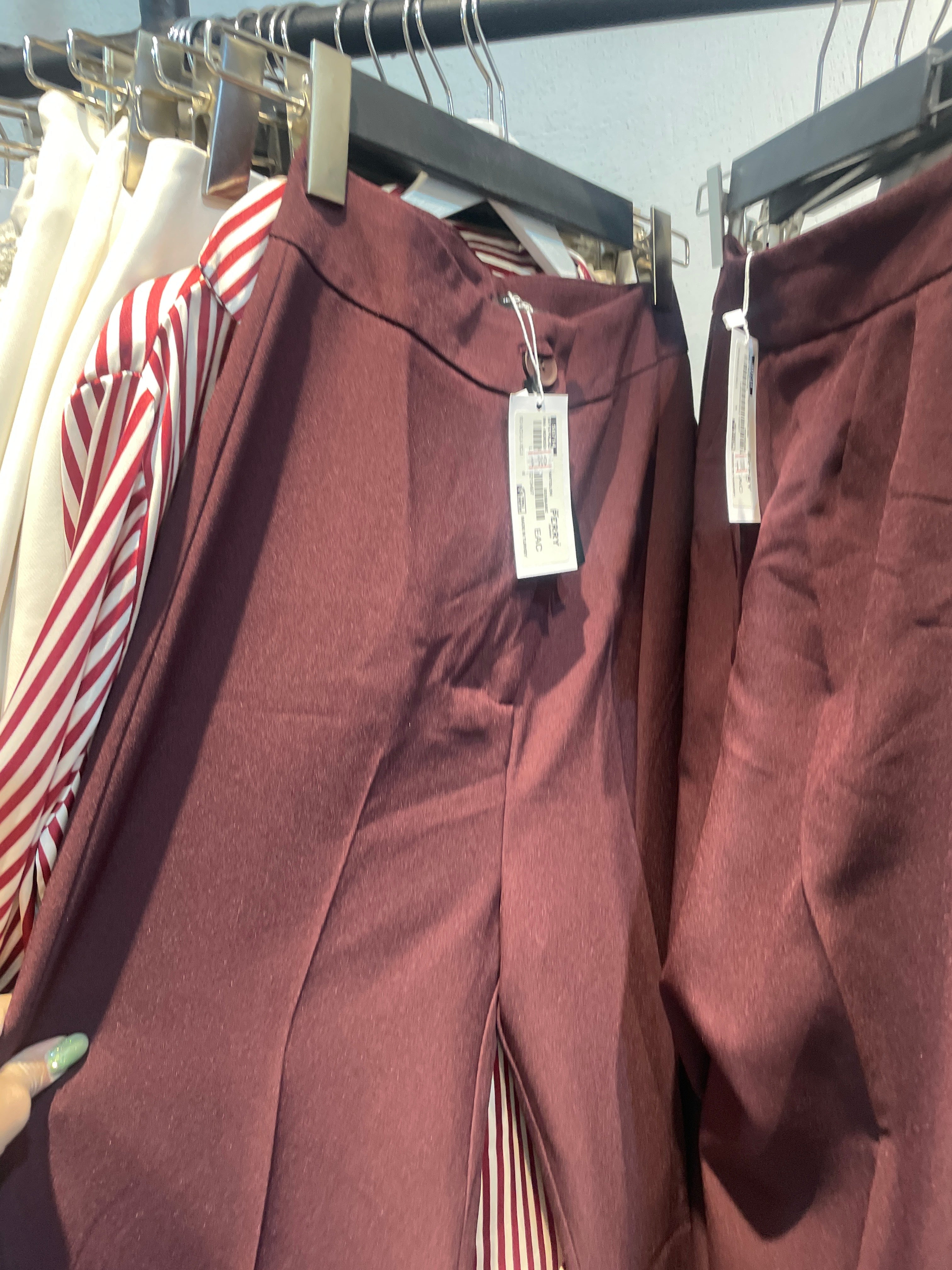 Bordo Düz Kesim Kumaş Pantolon