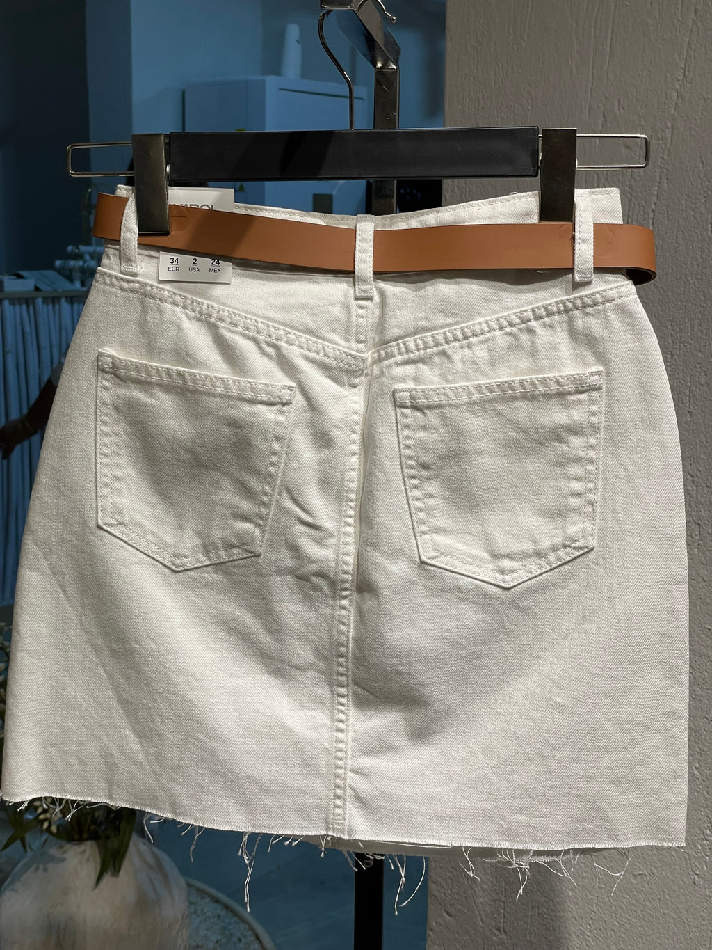 Beyaz Kemerli Kot etek