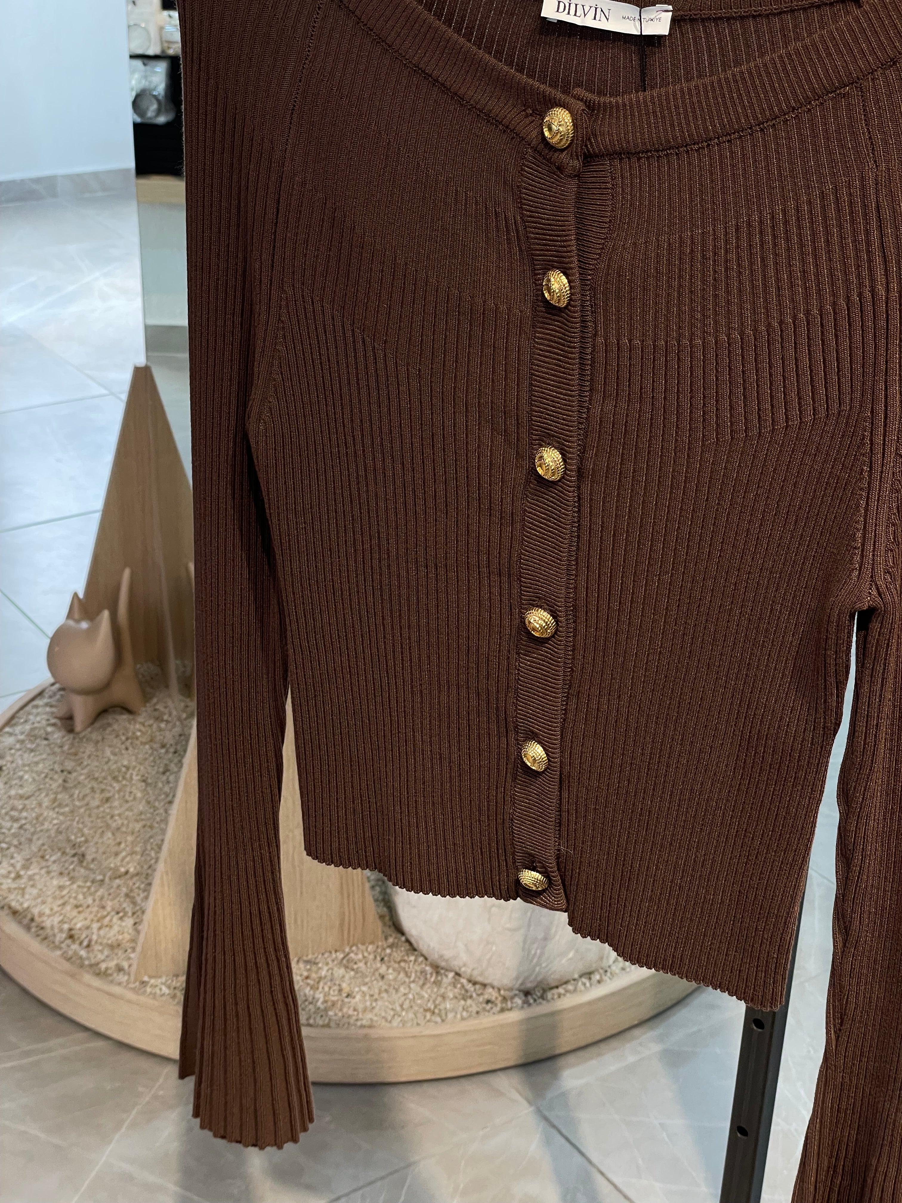 Dlvn Bisiklet Yaka İspanyol Kol Triko Hırka