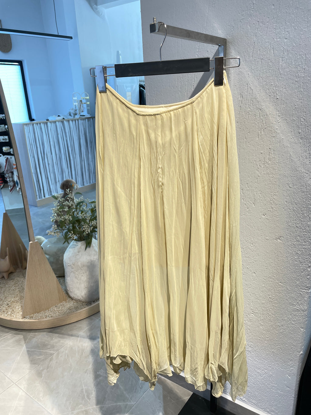 Vanilya Sarısı Simetrik Uzun Etek