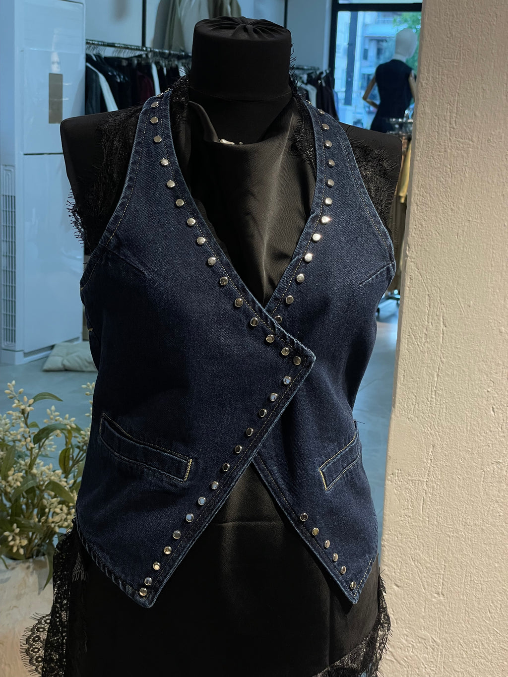 Zımba Detaylı Kot Yelek