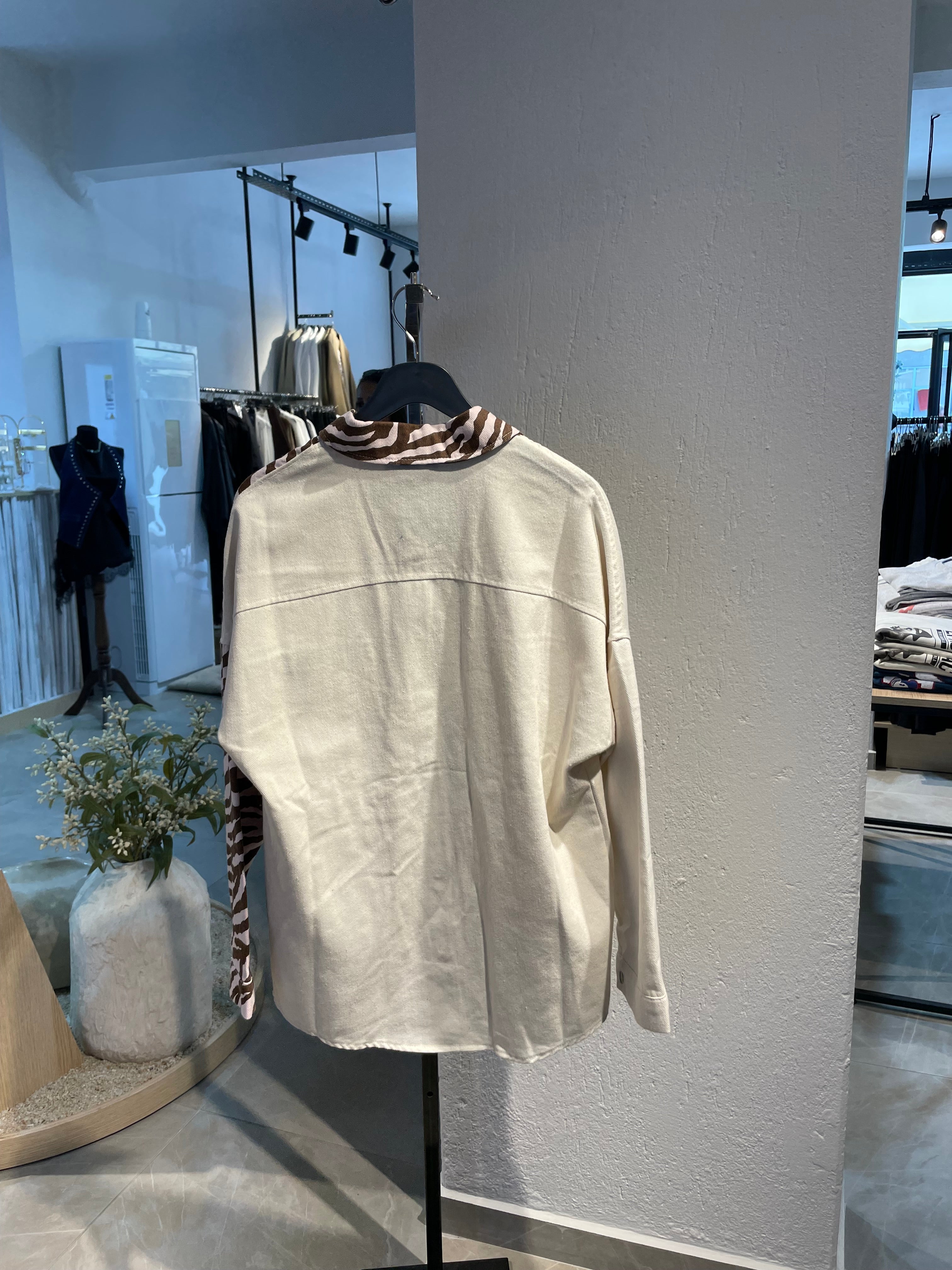 Desenli Oversize Kot Kumaş Ceket