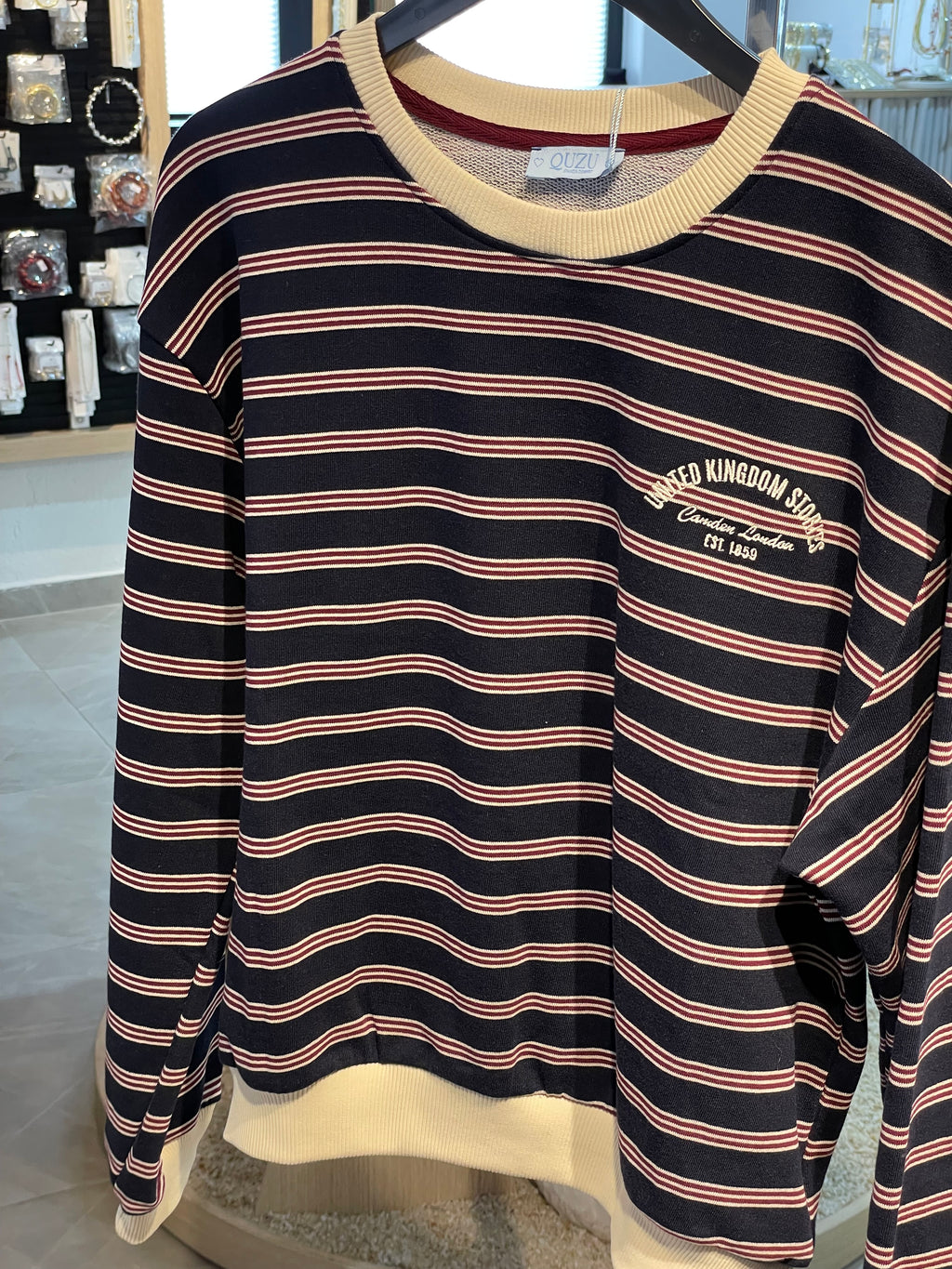 Lacivert Çizgili Sweat Kazak