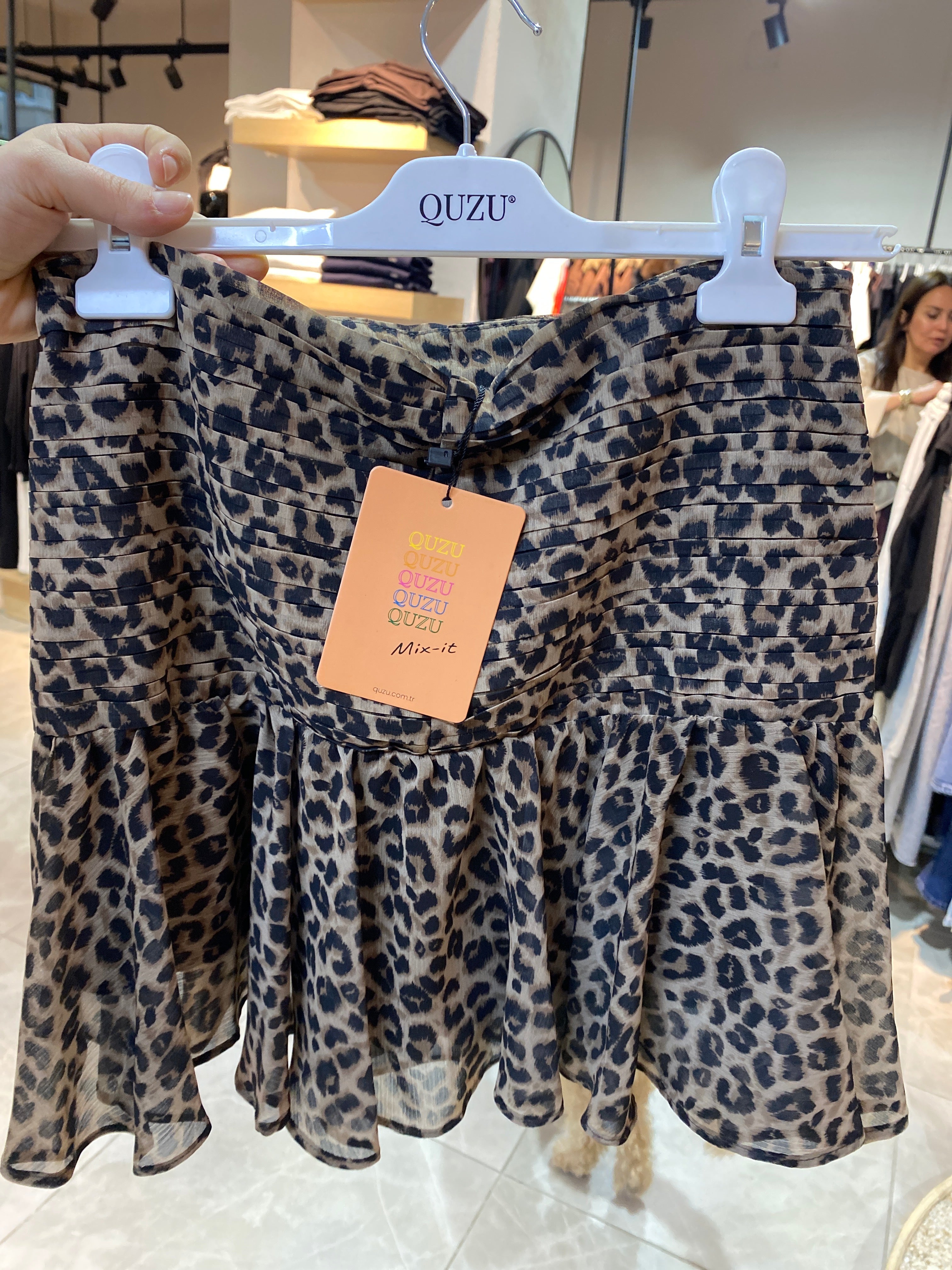 QZ Leopar Tül Etek