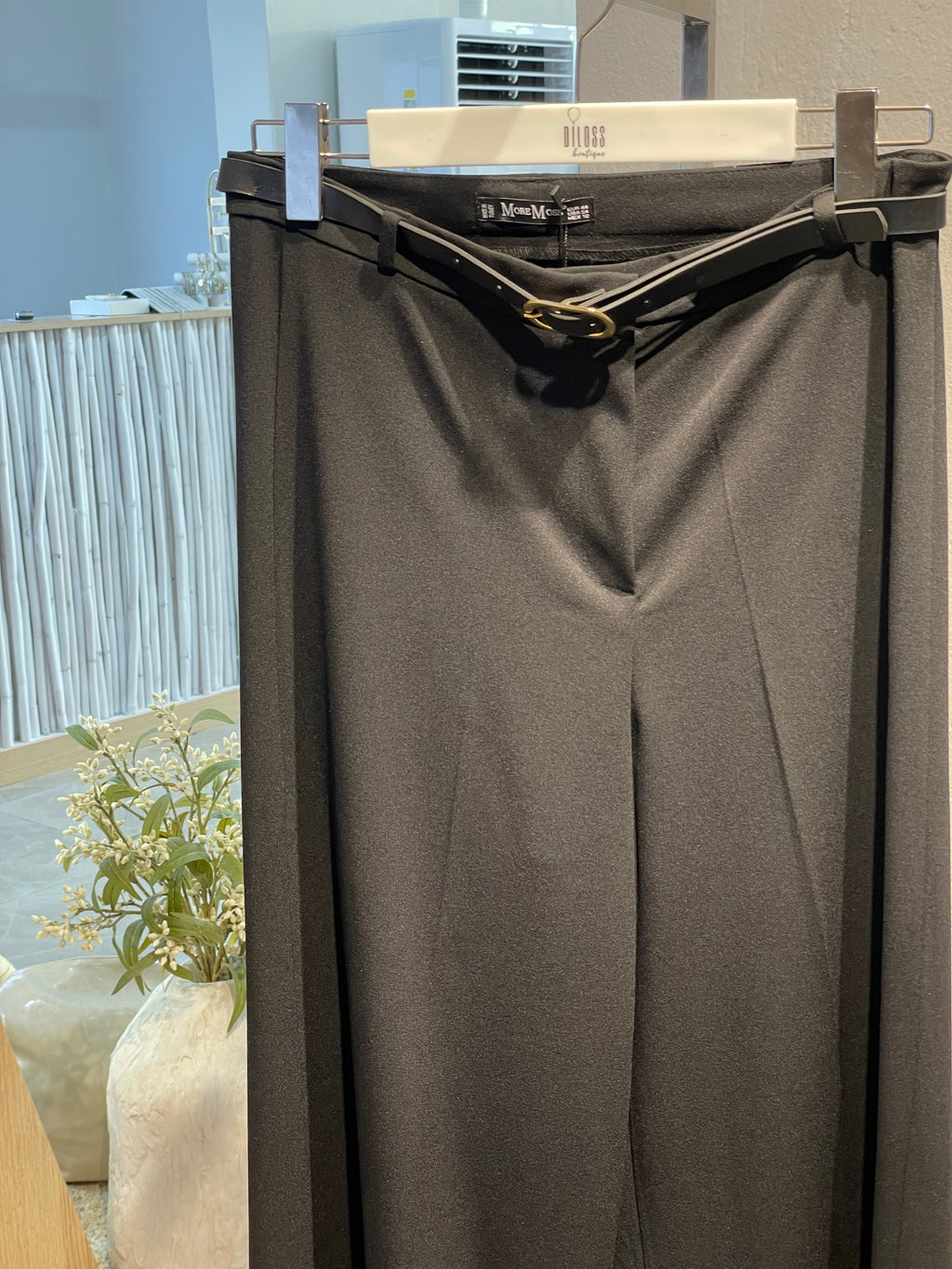 Gold Detay Kemerli Siyah Palazzo